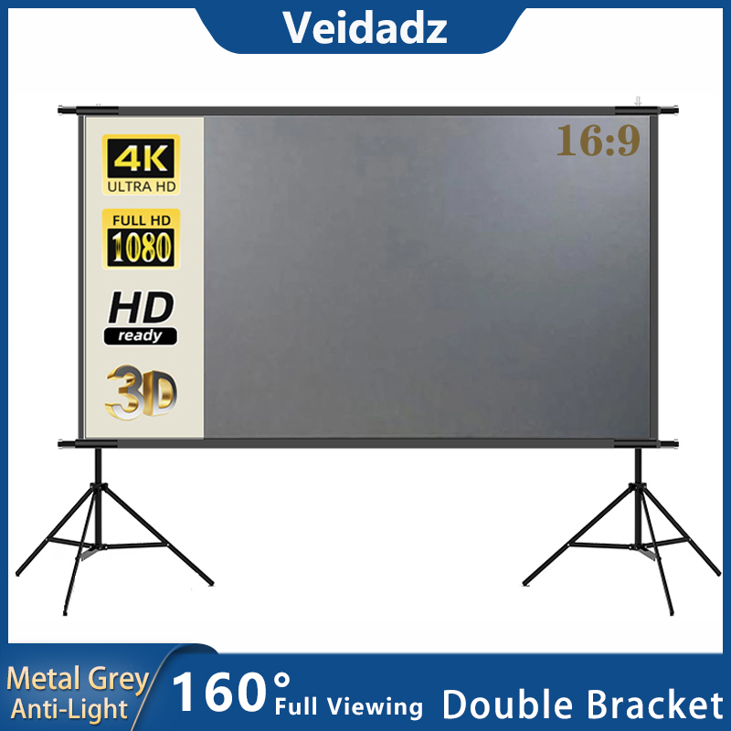 Projector Screen 100 Inch - VEIDADZ شاشة عرض مع حامل 16:9