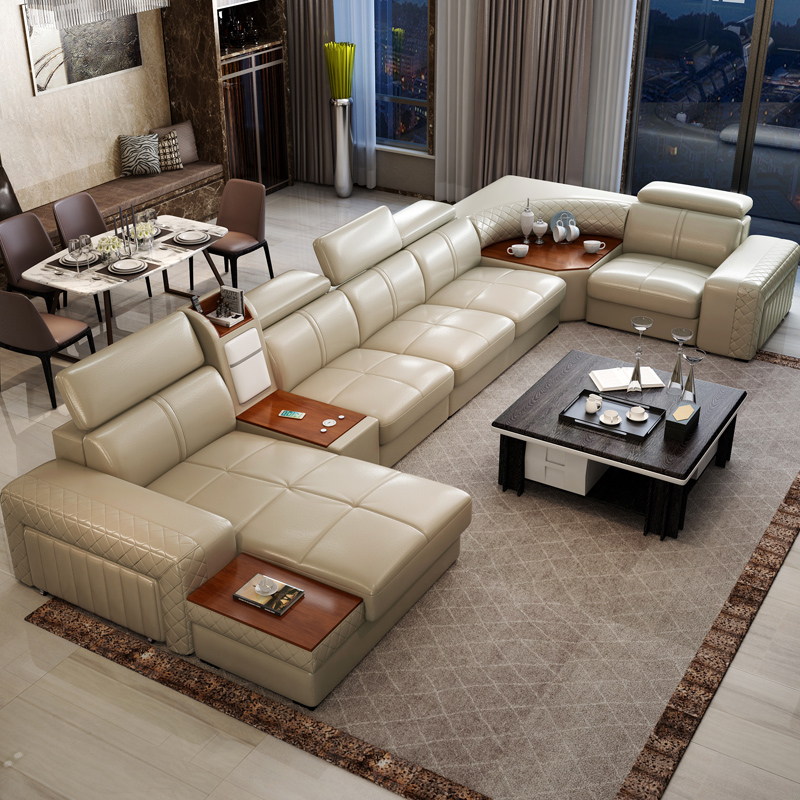 Home Cinema Room Accessories - أرائك حديثة من الجلد الطبيعي أرائك