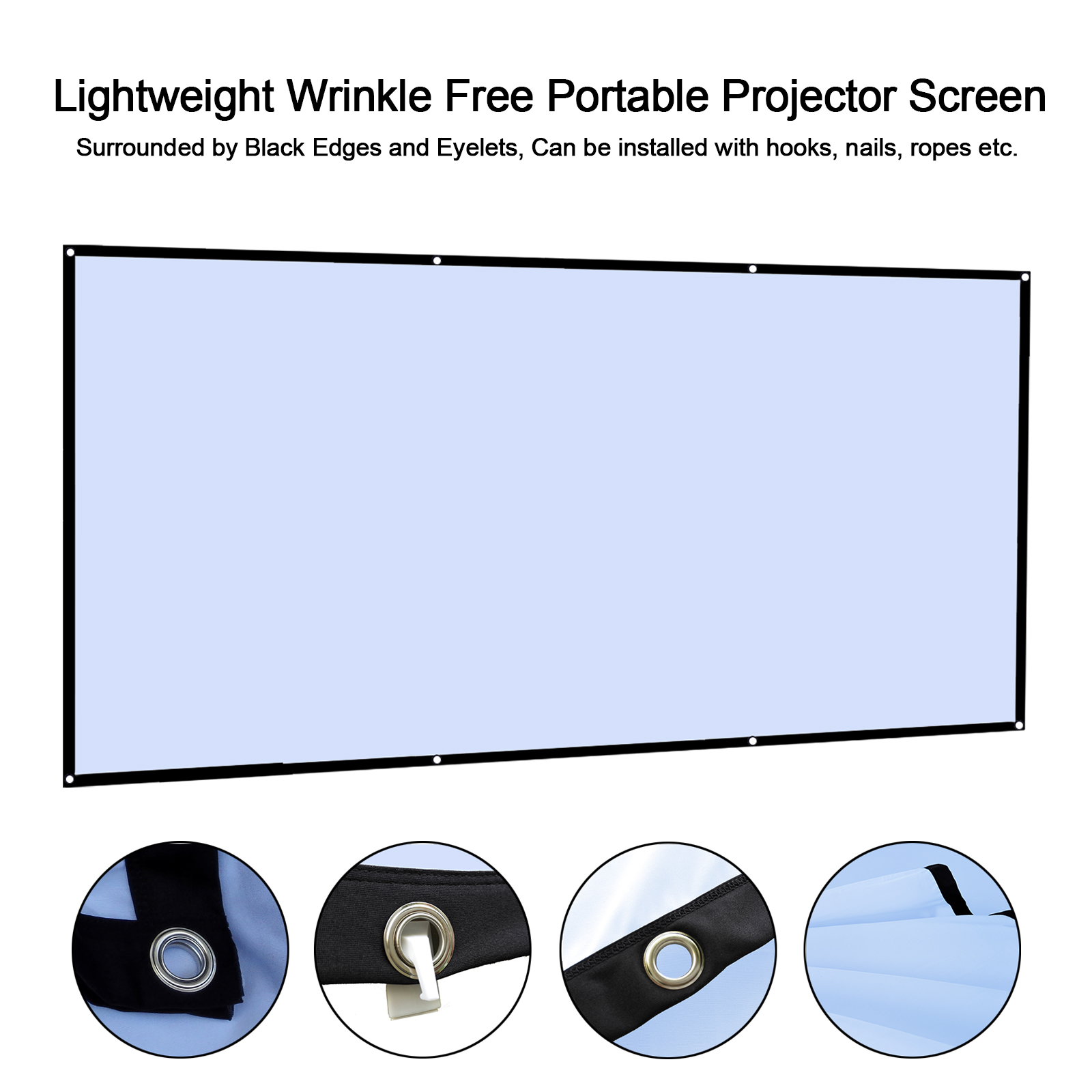 Projector Screen 100 Inch - شاشة عرض محمولة خالية من التجاعيد
