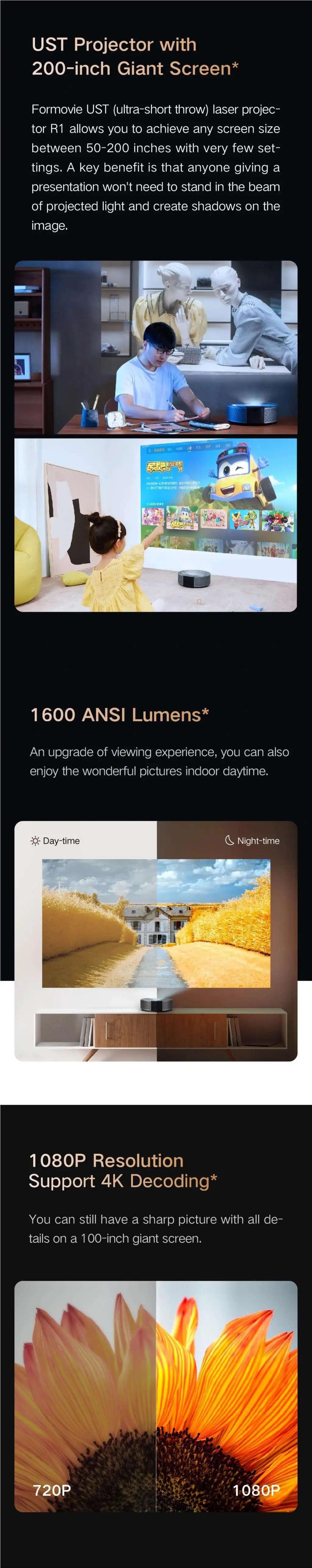 جهاز عرض ليزر UST بدقة عالية ك - مراجعة Home Cinema Laser Projector وسعره