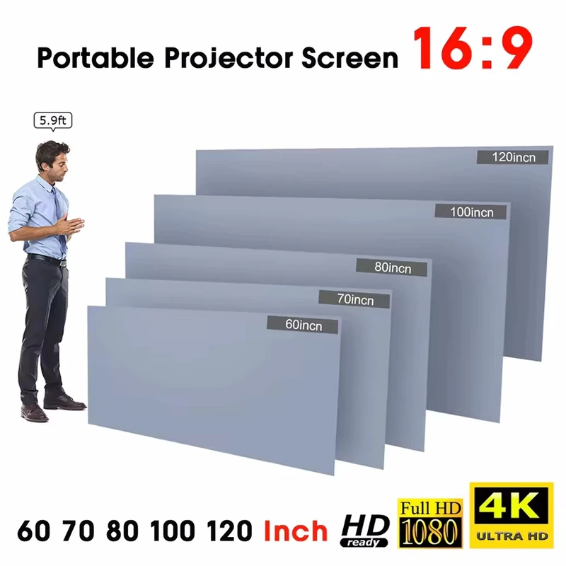 شاشة عرض محمولة مضادة للضوء، س - مراجعة Projector Screen 100 Inch وسعره