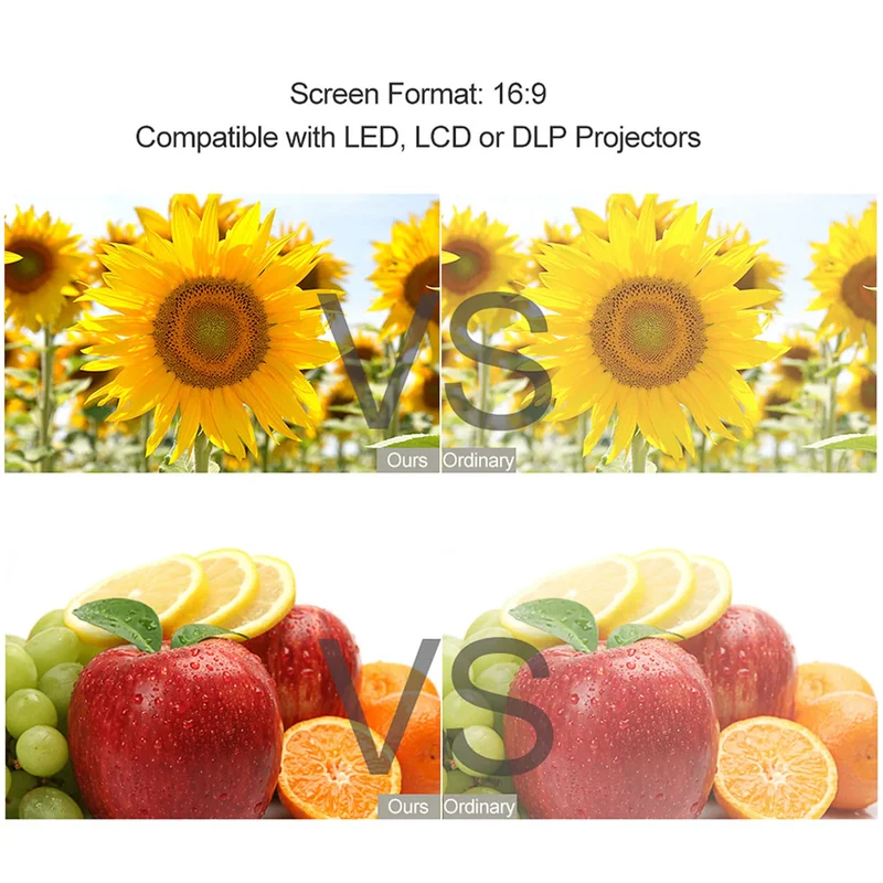 شاشة عرض محمولة مضادة للضوء، س - مراجعة Projector Screen 100 Inch وسعره