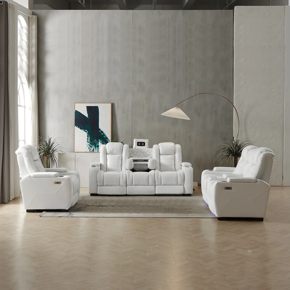 أريكة جلدية بيضاء فاخرة قابلة  - مراجعة Home Cinema Luxury وسعره