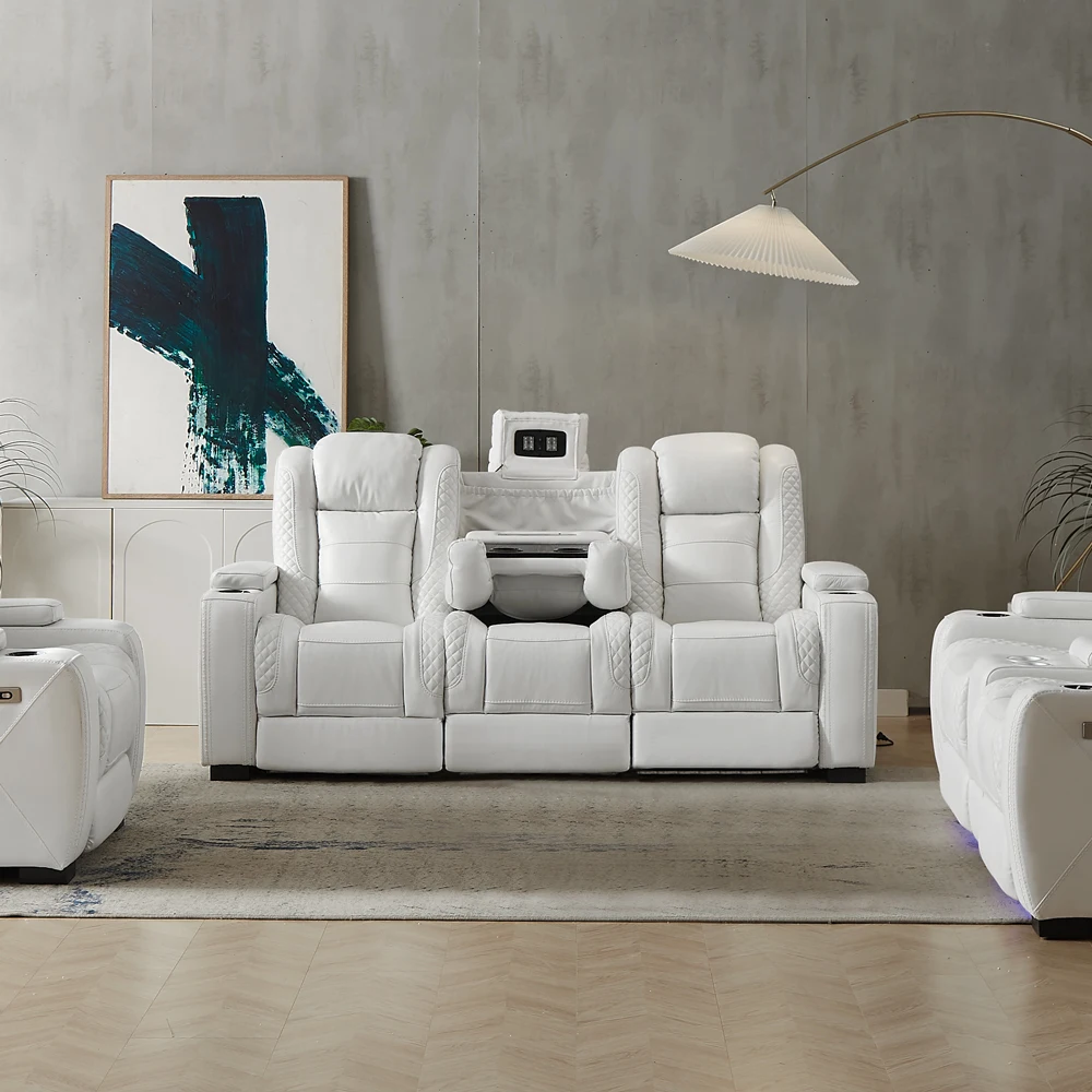 أريكة جلدية بيضاء فاخرة قابلة  - مراجعة Home Cinema Luxury وسعره